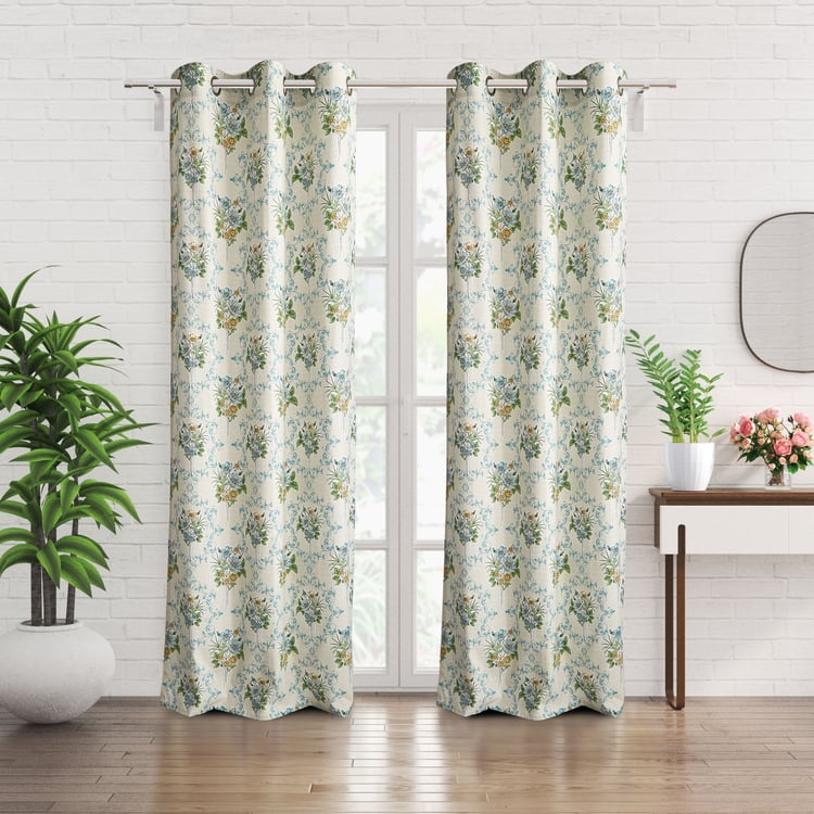 Saddle Pomme Set of 2 Printed Light-Filtering Door Curtains - 7ft
