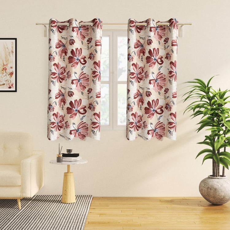 Saddle Sorbet Set of 2 Printed Light-Filtering Window Curtains - 5ft