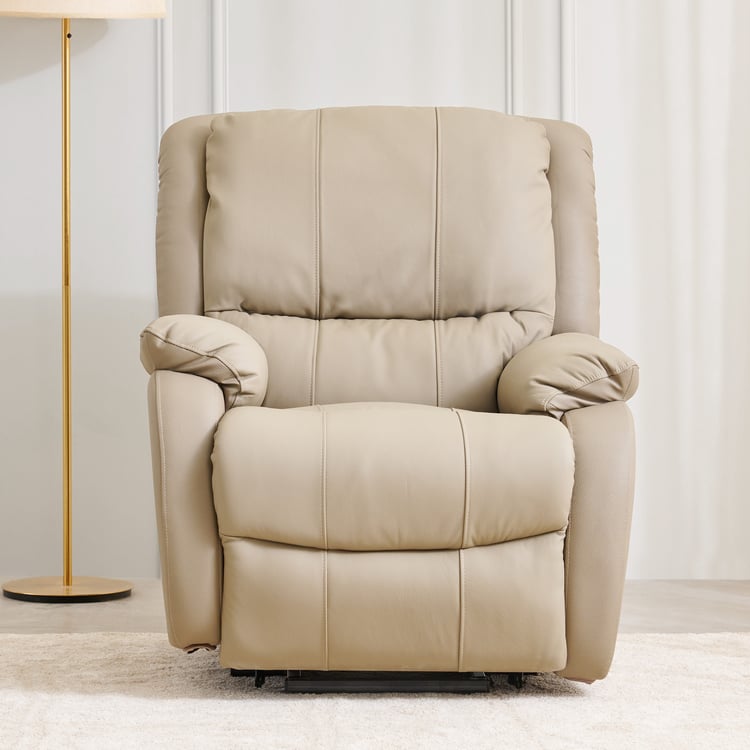 Fletcher Half Leather 1-Seater Massager Electric Recliner - Beige