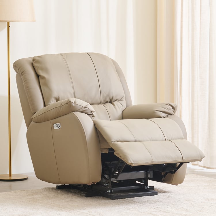 Fletcher Half Leather 1-Seater Massager Electric Recliner - Beige