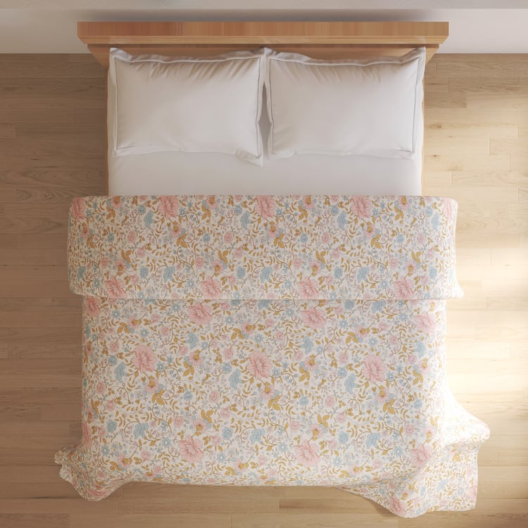 Corsica Gulmohar Floral Print Double Comforter