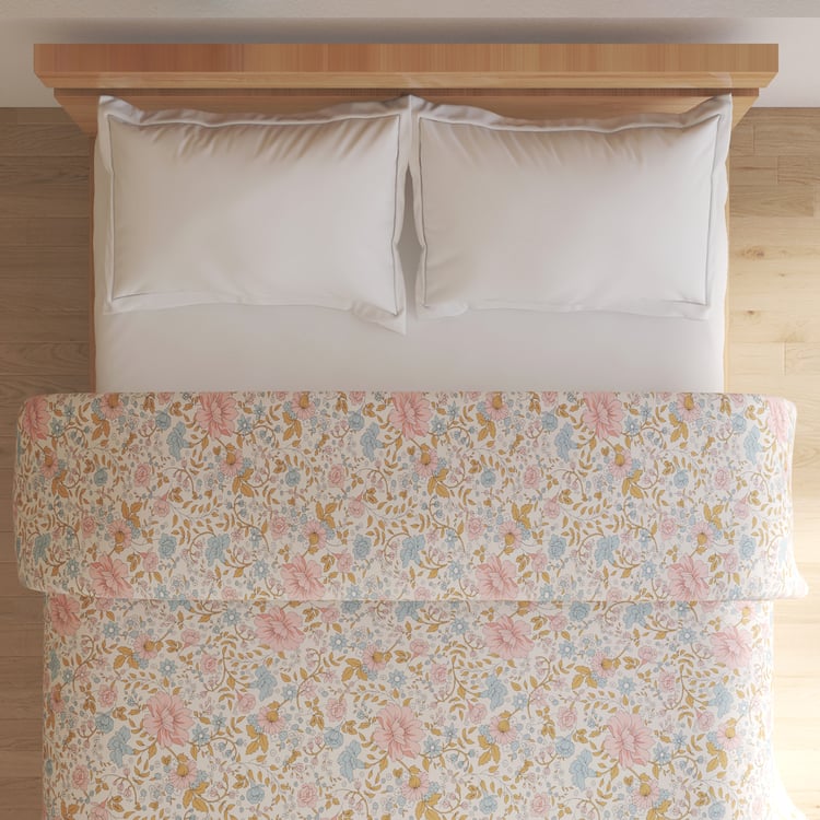 Corsica Gulmohar Floral Print Double Comforter