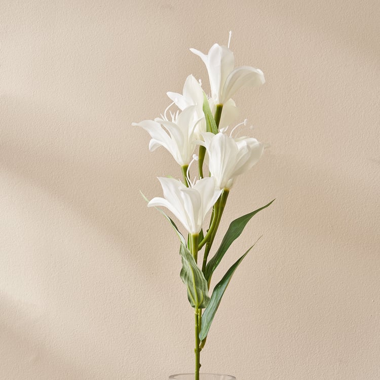 Festoon Ivory Artificial Japanese Lily Flower Stick - 70cm