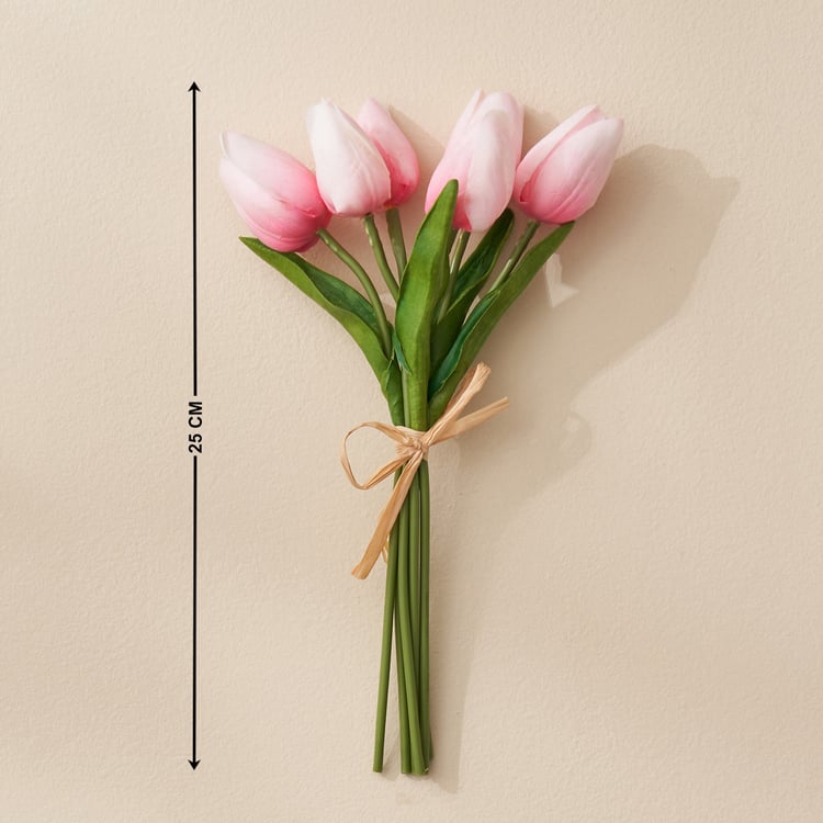 Festoon Shelly Artificial Tulip Flower Bouquet - 25cm