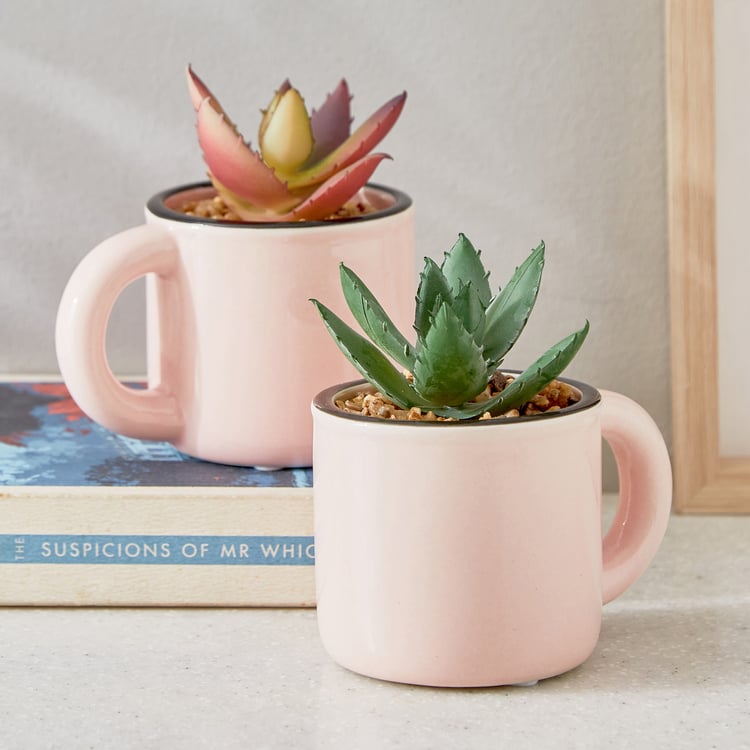 Gloria Palm Artificial Succulent in Ceramic Mug