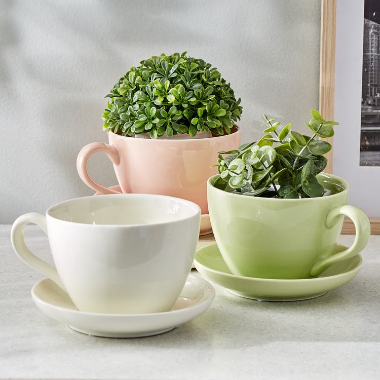 Gloria Chalice Ceramic Cup and Saucer Planter