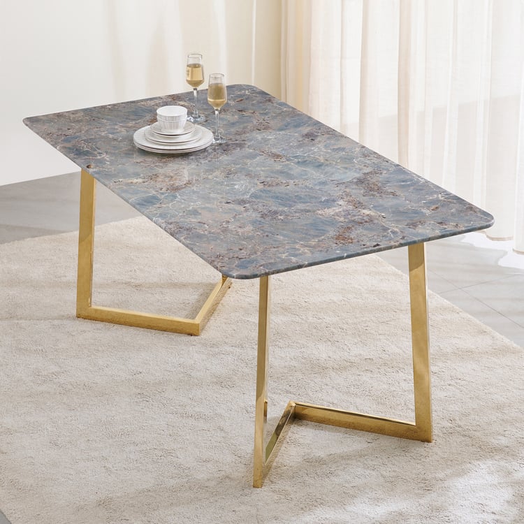 Bianca NXT Tempered Glass Top 6-Seater Dining Table - Teal