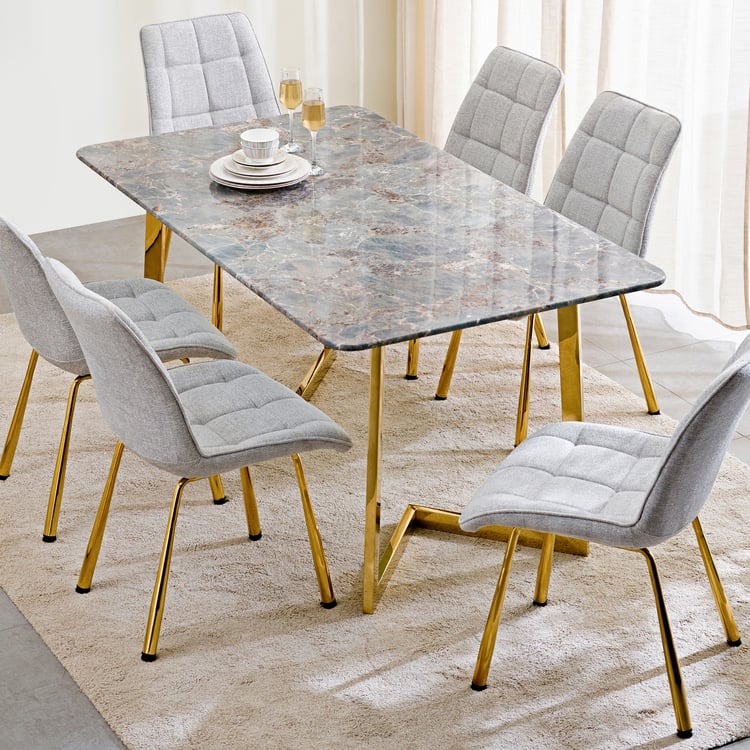 Bianca NXT Tempered Glass Top 6-Seater Dining Table - Teal