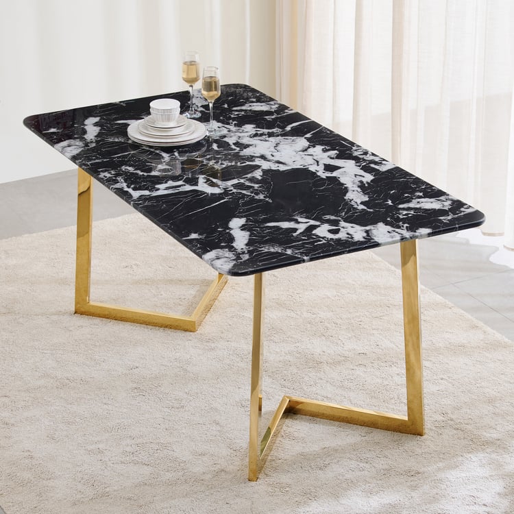 Bianca NXT Tempered Glass Top 6-Seater Dining Table - Black