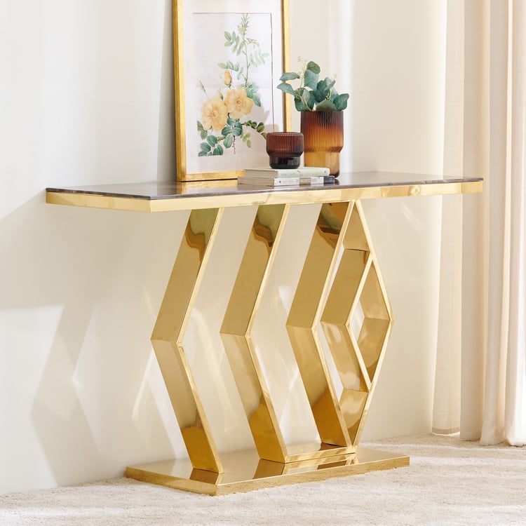 Arata Metal Console Table - Gold