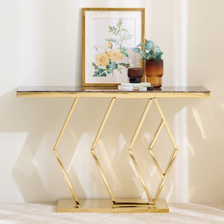 Arata Metal Console Table - Gold