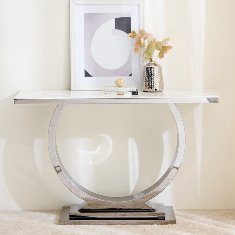 Finley Metal Console Table - Silver