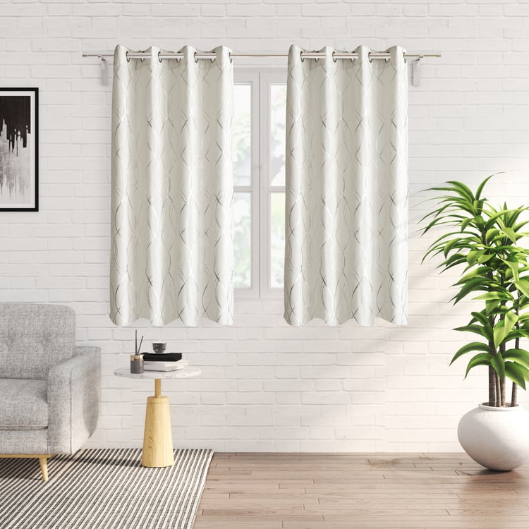 Anderson Antarctica Set of 2 Foil Print Light Filtering Window Curtains