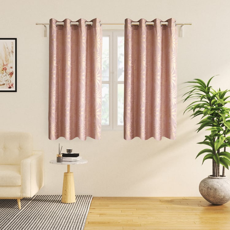 Anderson Blooming Set of 2 Foil Print Light Filtering Window Curtains