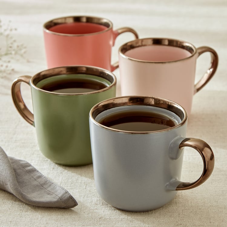 Vibgyor Tashoku Set of 4 Stoneware Mugs - 370ml