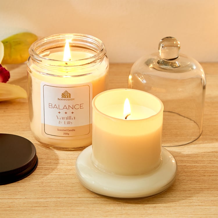 Adora Balanace Glass Vanilla and Lilly Scented Jar Candle