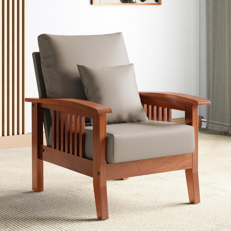 Abby Faux Leather 1-Seater Sofa with Cushion - Customized Furniture