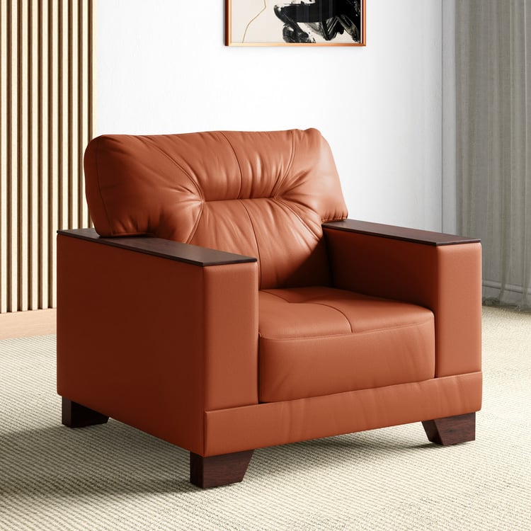 Walter Half Leather 1-Seater Sofa - Customized Furniture