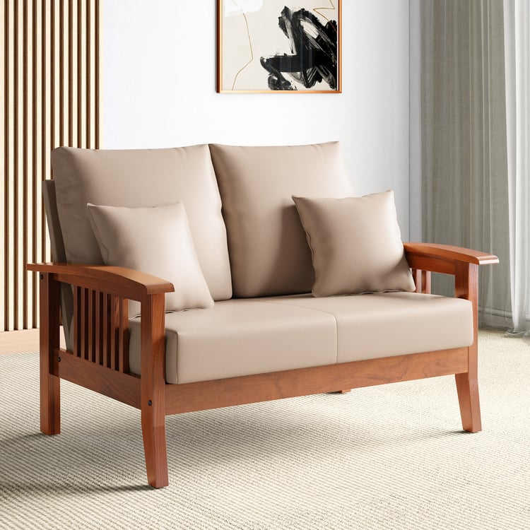 Abby Faux Leather 2-Seater Sofa with Cushions - Customized Furniture