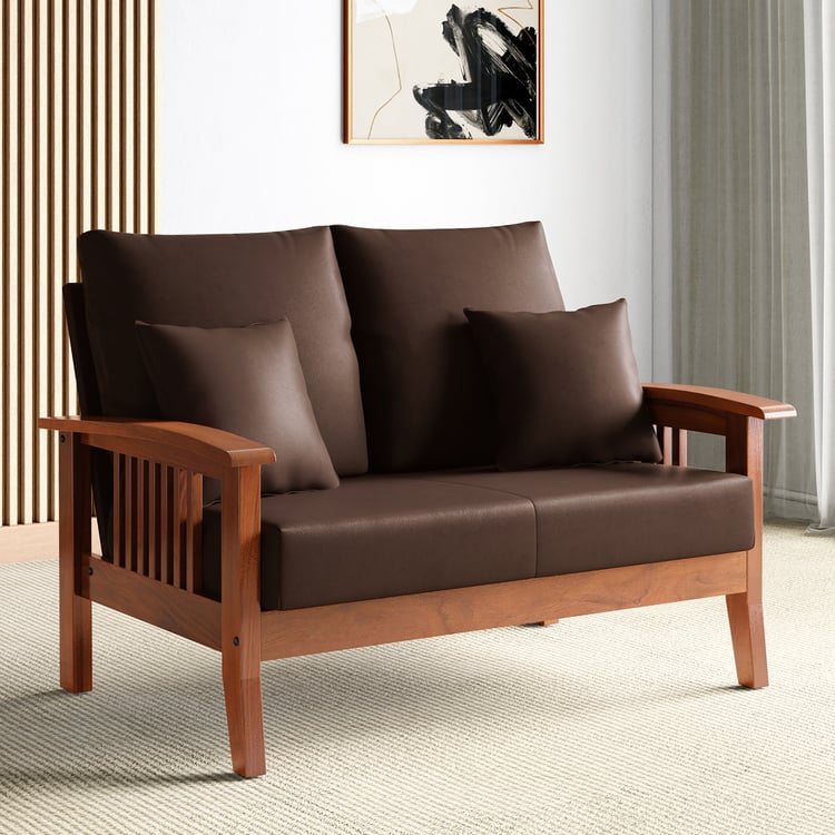 Abby Faux Leather 2-Seater Sofa with Cushions - Customized Furniture