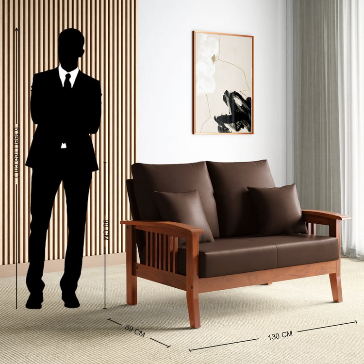 Abby Faux Leather 2-Seater Sofa with Cushions - Customized Furniture