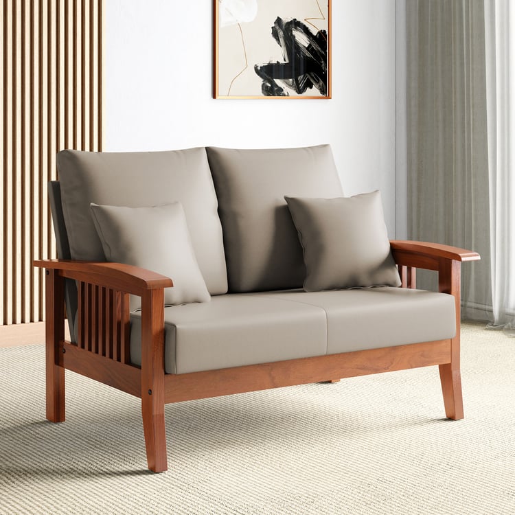 Abby Faux Leather 2-Seater Sofa with Cushions - Customized Furniture