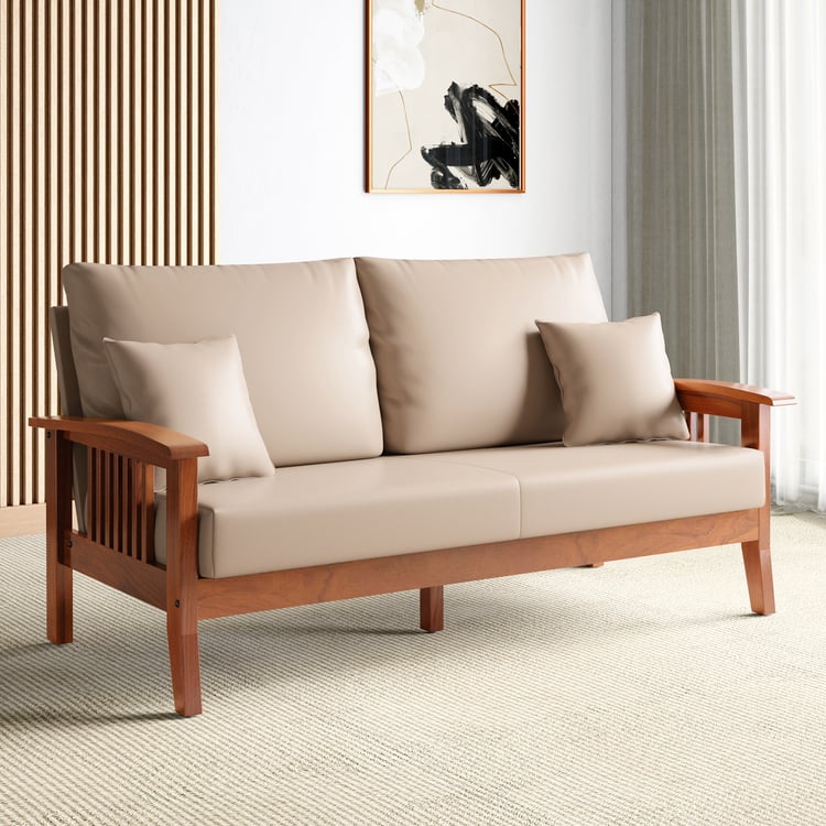 Abby Faux Leather 3-Seater Sofa with Cushions - Customized Furniture