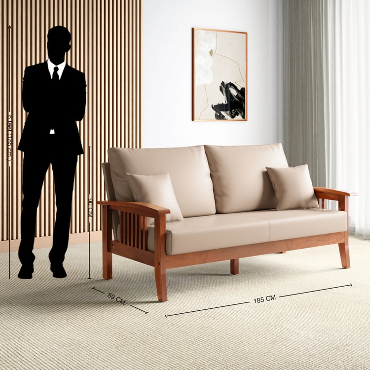 Abby Faux Leather 3-Seater Sofa with Cushions - Customized Furniture