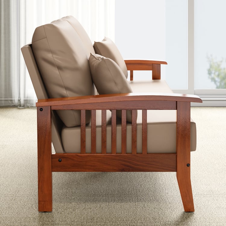 Abby Faux Leather 3-Seater Sofa with Cushions - Customized Furniture