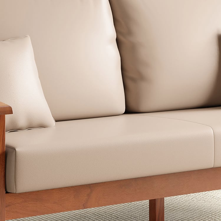 Abby Faux Leather 3-Seater Sofa with Cushions - Customized Furniture