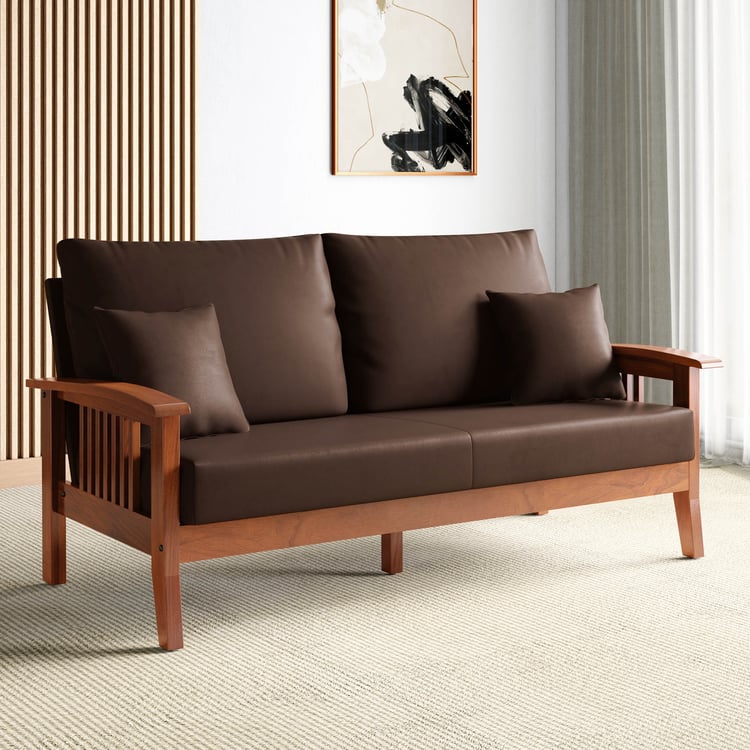 Abby Faux Leather 3-Seater Sofa with Cushions - Customized Furniture
