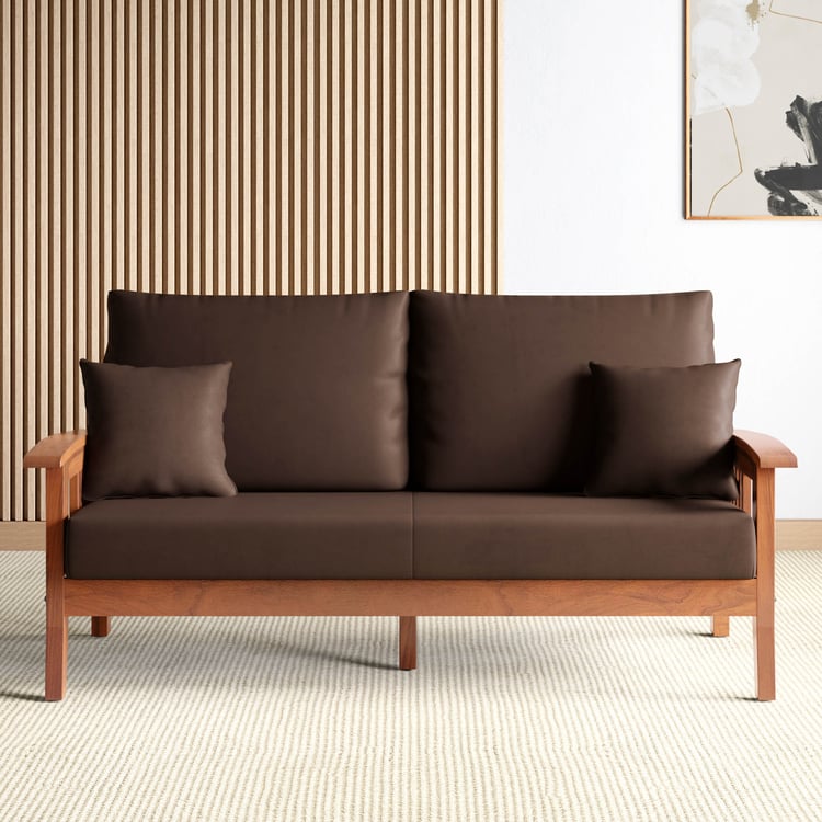 Abby Faux Leather 3-Seater Sofa with Cushions - Customized Furniture