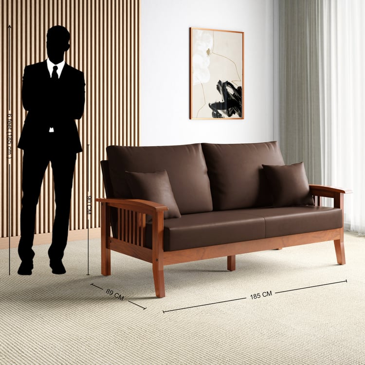 Abby Faux Leather 3-Seater Sofa with Cushions - Customized Furniture