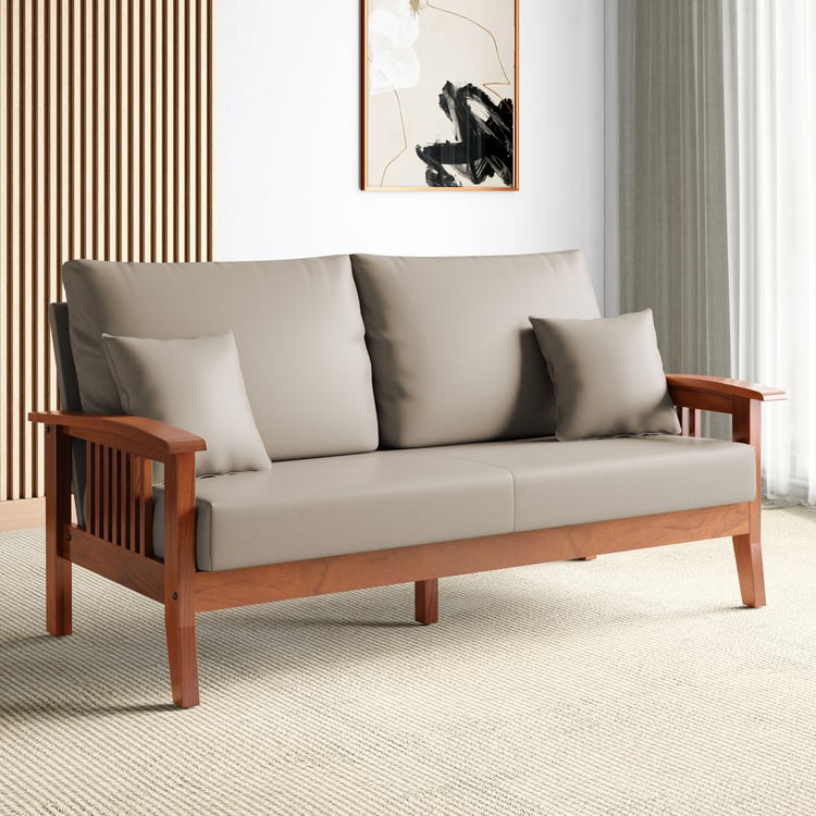 Abby Faux Leather 3-Seater Sofa with Cushions - Customized Furniture