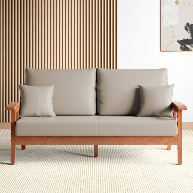 Abby Faux Leather 3-Seater Sofa with Cushions - Customized Furniture