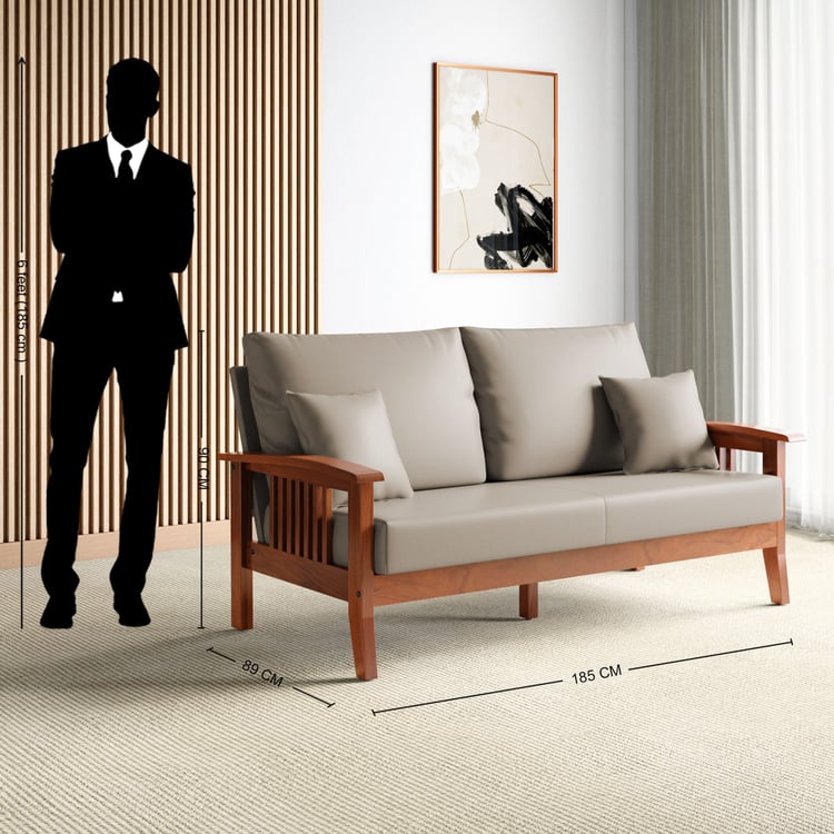 Abby Faux Leather 3-Seater Sofa with Cushions - Customized Furniture