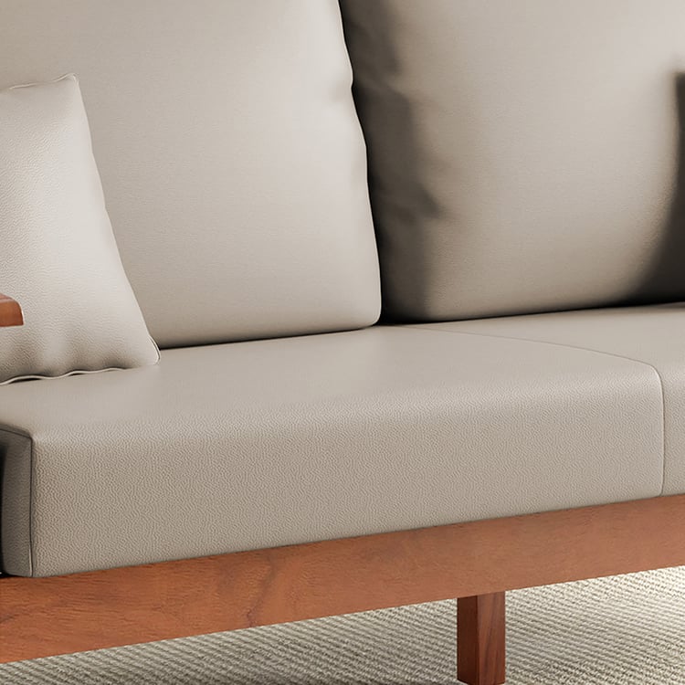 Abby Faux Leather 3-Seater Sofa with Cushions - Customized Furniture
