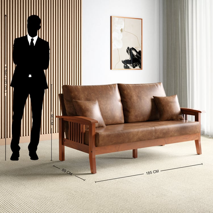 Buy Abby Nappa 3-Seater Sofa with Cushions - Customized Furniture