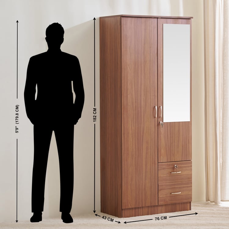 Helios Alton 2-Door Wardrobe with Mirror and Drawer