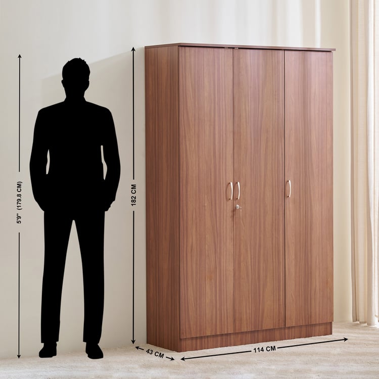 Helios Alton 3-Door Wardrobe  - Walnut