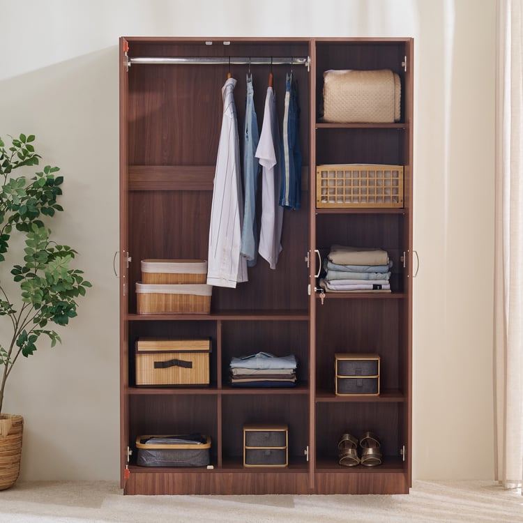 Helios Alton 3-Door Wardrobe  - Walnut