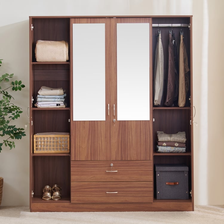 Helios Alton 4-Door Wardrobe with Mirrors and Drawers