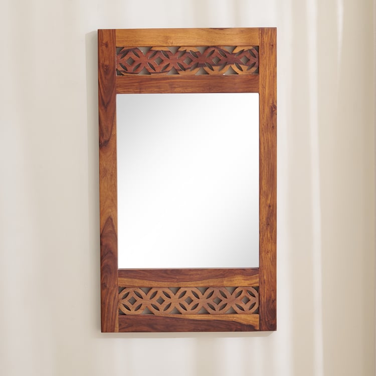 Helios Disa Sheesham Wood Wall Mirror - Honey Brown