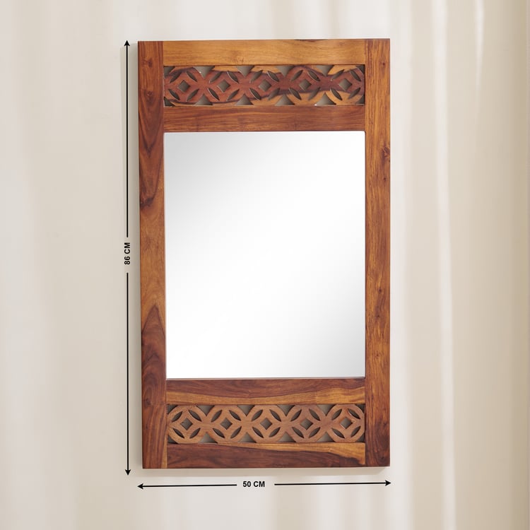 Helios Disa Sheesham Wood Wall Mirror - Honey Brown