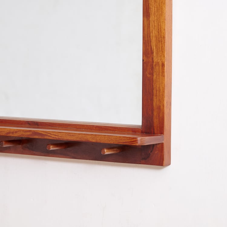 Helios Fleek Sheesham Wood Wall Mirror - Brown