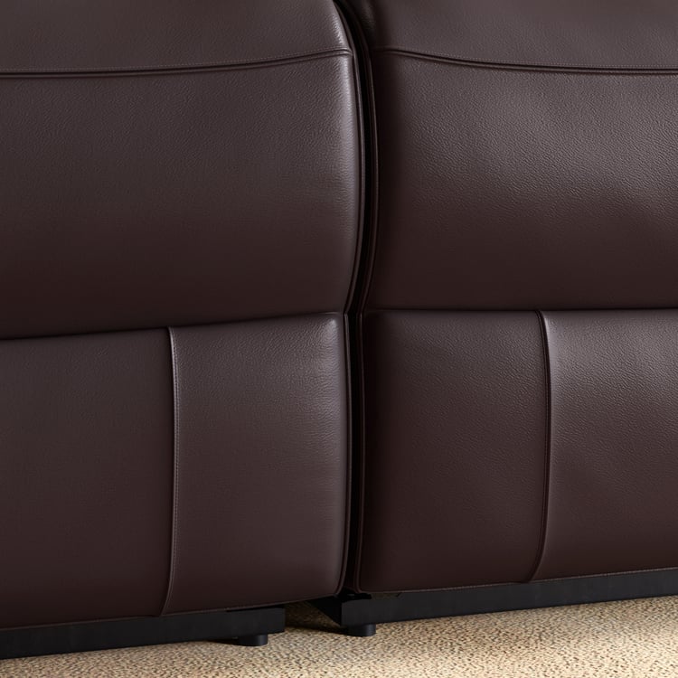 Stockholm Half Leather 2-Seater Electric Recliner - Brown