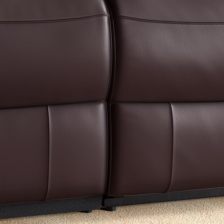 Stockholm Half Leather 3-Seater Electric Recliner - Brown