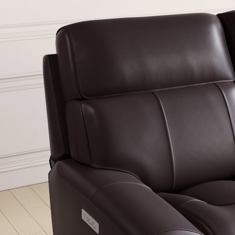 Stockholm Half Leather 3-Seater Electric Recliner - Brown