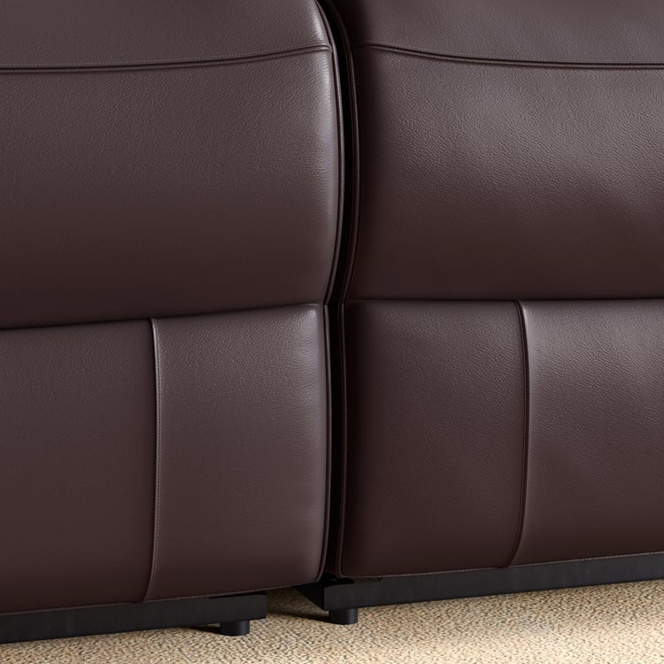 Stockholm Half Leather 3-Seater Electric Recliner Set - Brown