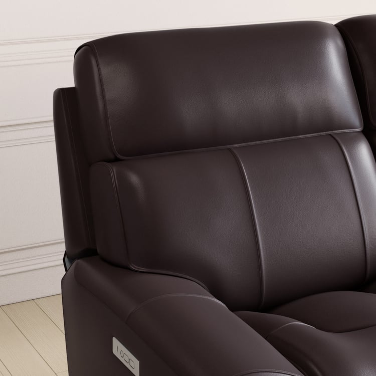 Stockholm Half Leather 3-Seater Electric Recliner Set - Brown